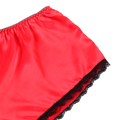 SUBBLIME - 953904 CHEMISIER DE NUIT EN SOIE ET DENTELLE + CULOTTE ROUGE L/XL SUBBLIME SETS