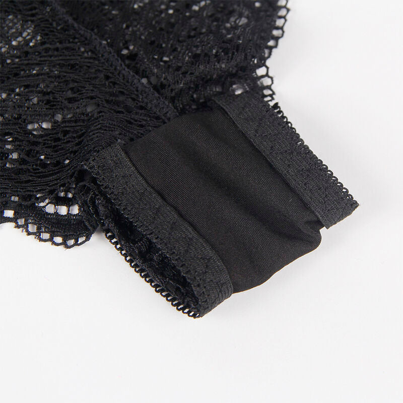 SUBBLIME - 953911 CHEMISIER DE NUIT EN SOIE ET DENTELLE + CULOTTE NOIRE S/M SUBBLIME SETS