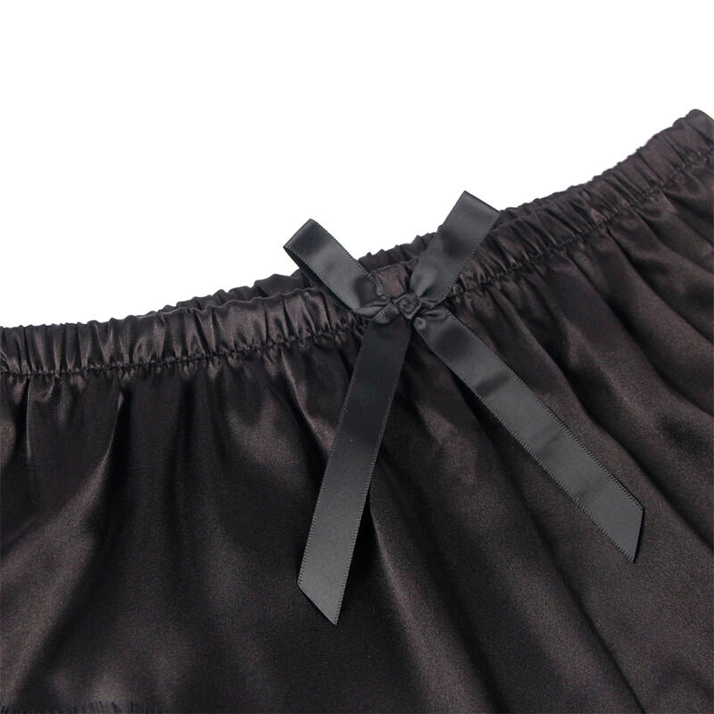 SUBBLIME - 953935 CHEMISE DE NUIT DÉCONTRACTÉE EN SOIE + PANTALON EN DENTELLE NOIR S/M SUBBLIME SETS