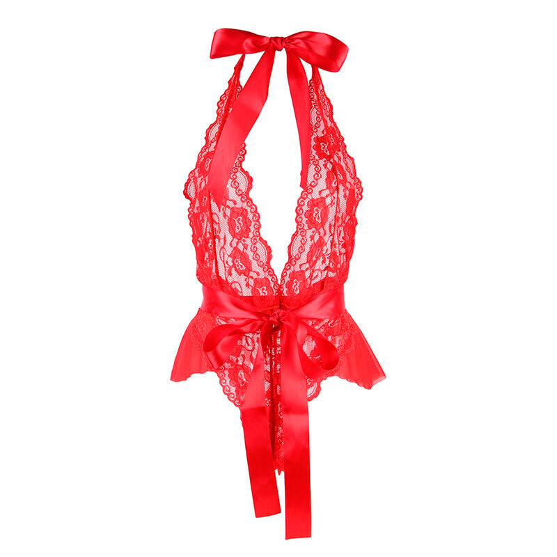 SUBBLIME - 953973 BODY SEXY A VOLANTS + CEINTURE ROUGE S/M SUBBLIME BODIES