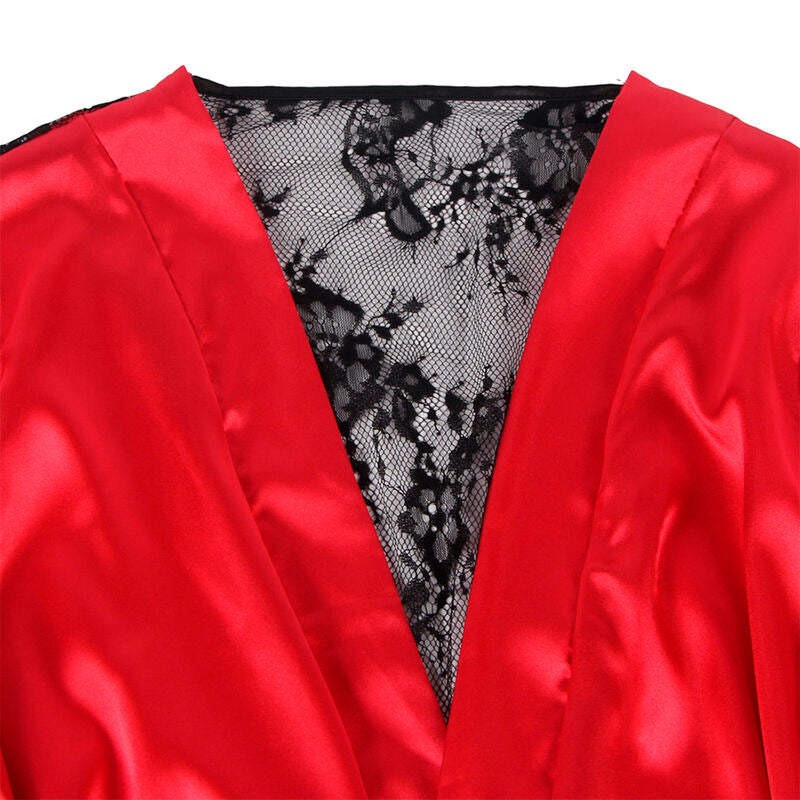 SUBBLIME - 954024 CARACO DOS TRANSPARENT EN DENTELLE + STRING ROUGE/NOIR L/XL SUBBLIME SETS