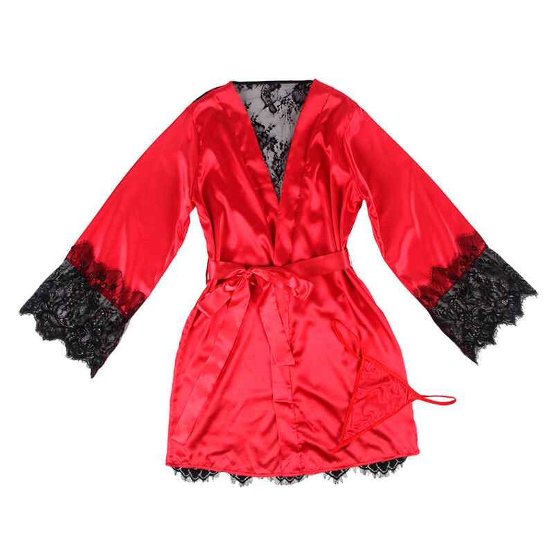 SUBBLIME - 954024 CARACO DOS TRANSPARENT EN DENTELLE + STRING ROUGE/NOIR L/XL SUBBLIME SETS