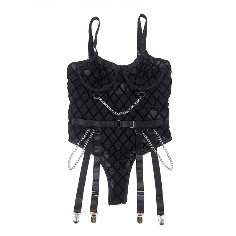 SUBBLIME - 9542277 BODY AVEC CHAÎNES + PORTE-JARRETELLES NOIR L/XL SUBBLIME BODIES
