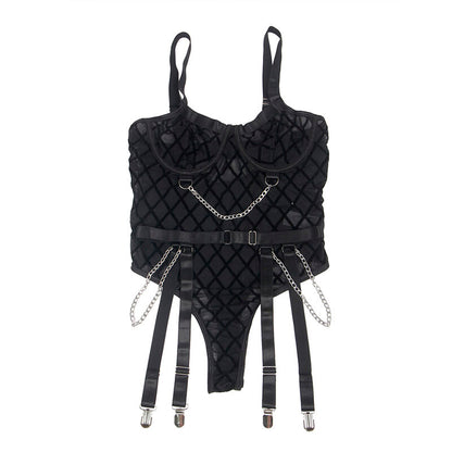 SUBBLIME - 9542277 BODY AVEC CHAÎNES + PORTE-JARRETELLES NOIR L/XL SUBBLIME BODIES