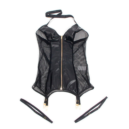SUBBLIME - 954444 ROBE SEXY EN MAILLE CUIR NOIR S/M SUBBLIME DRESSES