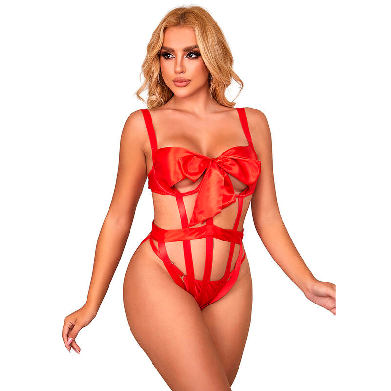 SUBBLIME - 954468 BODY SEXY AJOURÉ AVEC NOEUD ROUGE S/M SUBBLIME BODYSTOCKINGS