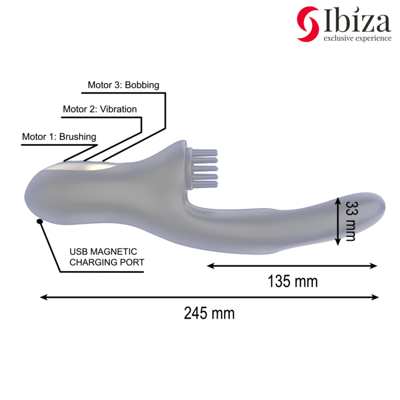 IBIZA - VIBRATEUR CLITORIALE MULTICELLULAIRE À BROSSAGE RABITT HI-TECH ET DOUBLE ONDES IBIZA TECHNOLOGY