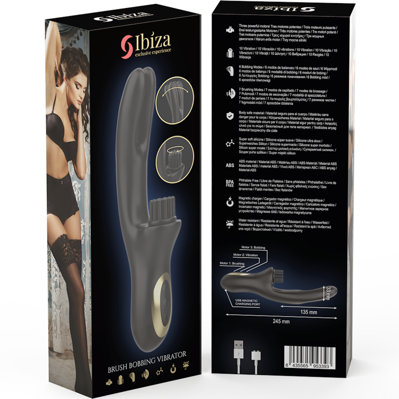 IBIZA - VIBRATEUR CLITORIALE MULTICELLULAIRE À BROSSAGE RABITT HI-TECH ET DOUBLE ONDES IBIZA TECHNOLOGY
