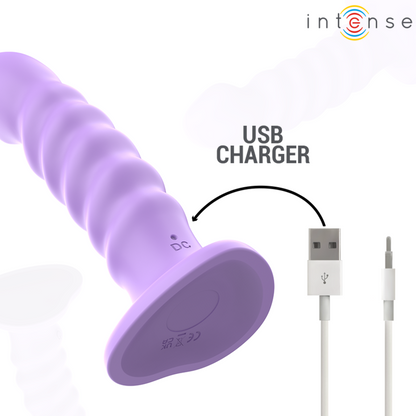 INTENSE - BRENDA VIBRATEUR TAILLE M DESIGN SPIRALE 10 VIBRATIONS VIOLET TÉLÉCOMMANDE INTENSE FUN TOYS