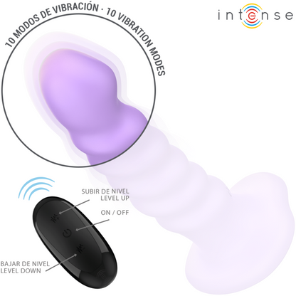 INTENSE - BRENDA VIBRATEUR TAILLE M DESIGN SPIRALE 10 VIBRATIONS VIOLET TÉLÉCOMMANDE INTENSE FUN TOYS