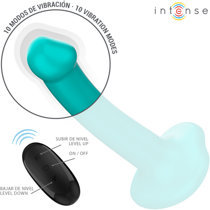 INTENSE - KATIE VIBRATEUR AVEC VENTOUSE 10 VIBRATIONS TÉLÉCOMMANDE BLEUE INTENSE FUN TOYS