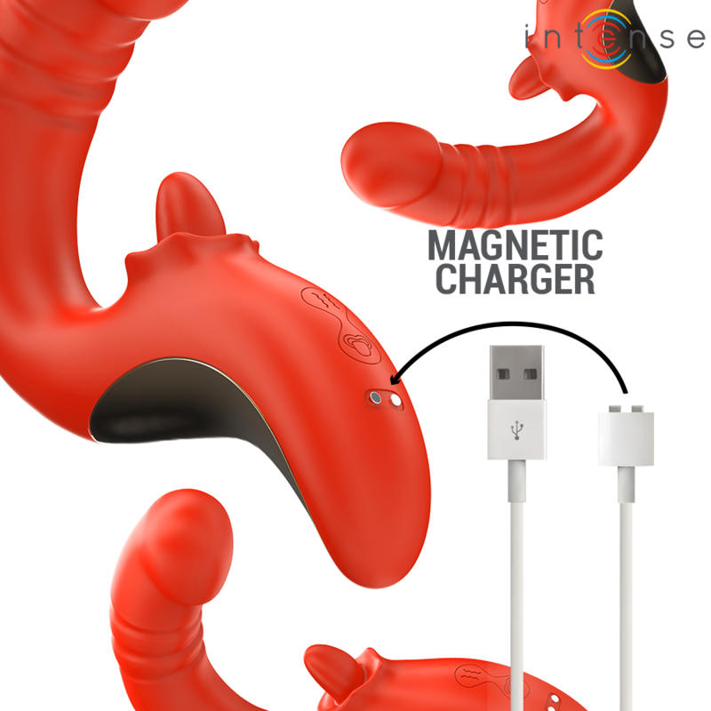 INTENSE - VIBRATEUR ET STIMULATEUR PAULINA EN FORME DE U ROUGE INTENSE FUN TOYS