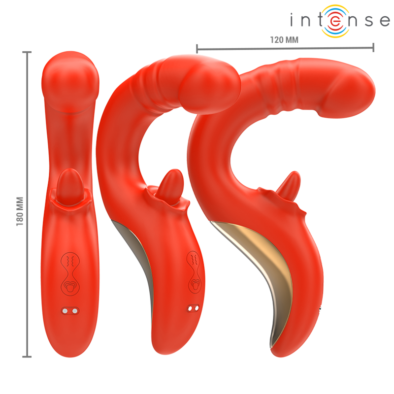 INTENSE - VIBRATEUR ET STIMULATEUR PAULINA EN FORME DE U ROUGE INTENSE FUN TOYS