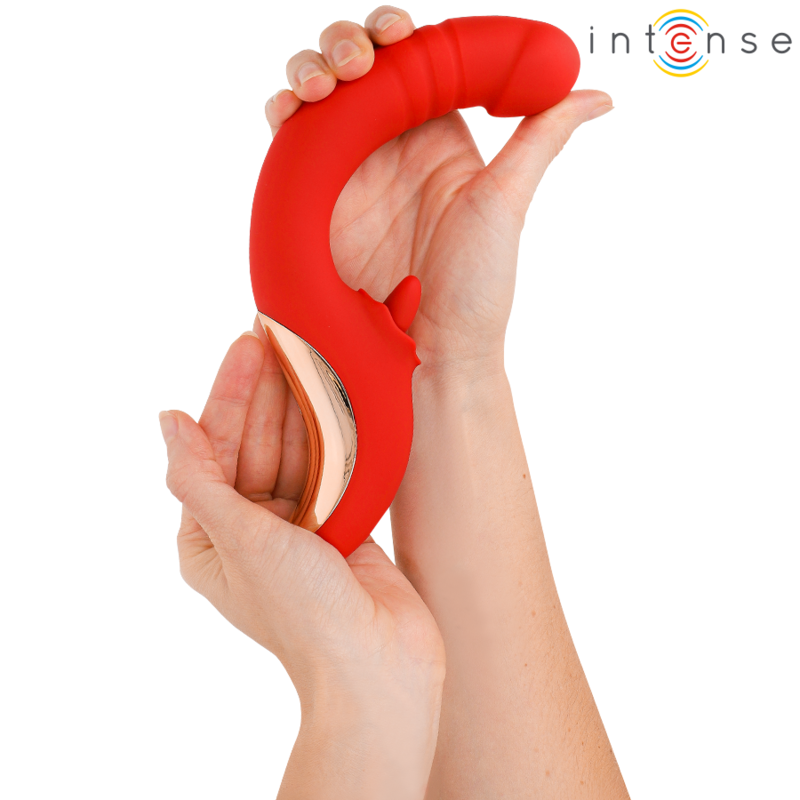 INTENSE - VIBRATEUR ET STIMULATEUR PAULINA EN FORME DE U ROUGE INTENSE FUN TOYS