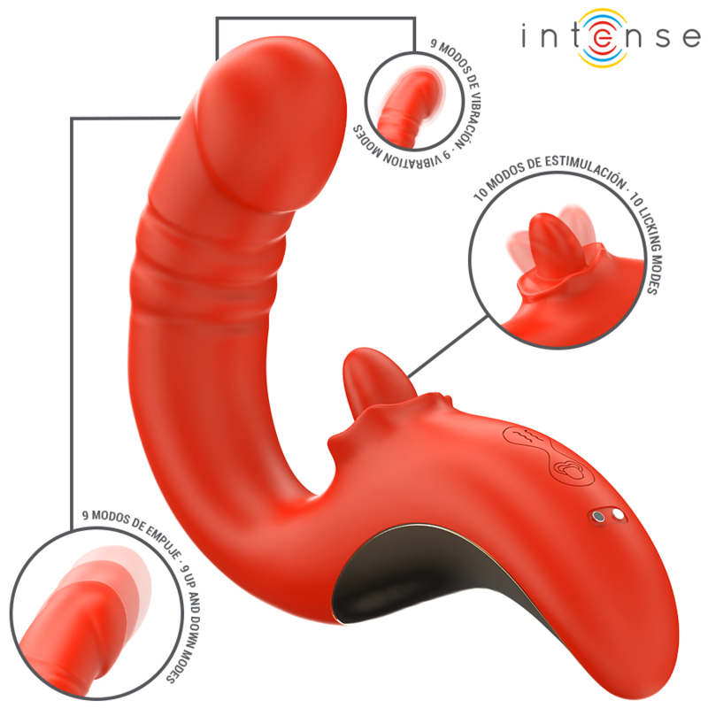INTENSE - VIBRATEUR ET STIMULATEUR PAULINA EN FORME DE U ROUGE INTENSE FUN TOYS