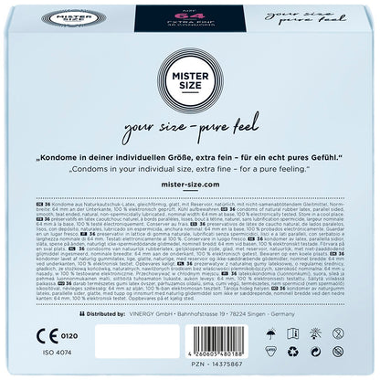 MISTER SIZE - PRÉSERVATIFS TAILLE XXL 64 MM (36 UNITÉS) MISTER SIZE