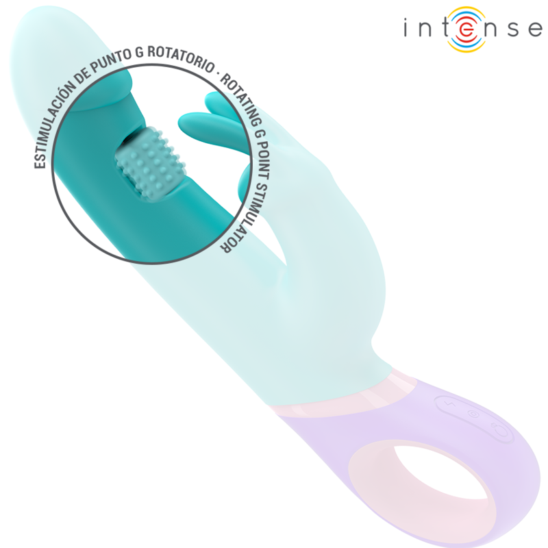 INTENSE - MONICA VIBRATEUR RABBIT AVEC STIMULATEUR DE POINT G ROTATIF BLEU INTENSE FUN TOYS