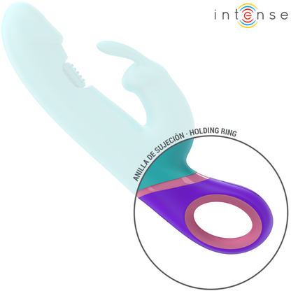 INTENSE - MONICA VIBRATEUR RABBIT AVEC STIMULATEUR DE POINT G ROTATIF BLEU INTENSE FUN TOYS