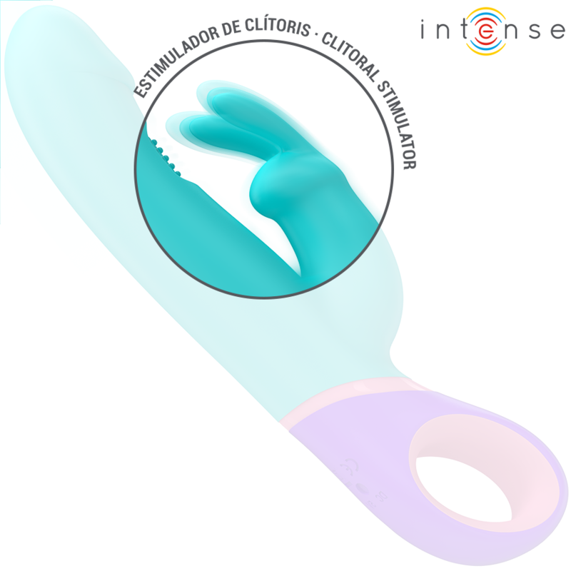 INTENSE - MONICA VIBRATEUR RABBIT AVEC STIMULATEUR DE POINT G ROTATIF BLEU INTENSE FUN TOYS
