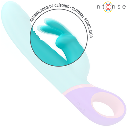 INTENSE - MONICA VIBRATEUR RABBIT AVEC STIMULATEUR DE POINT G ROTATIF BLEU INTENSE FUN TOYS