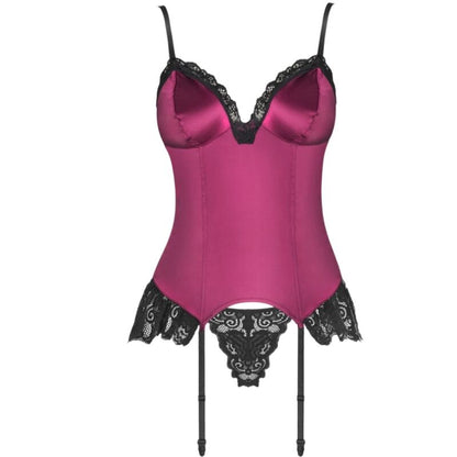 LIVCO CORSETTI FASHION - AGRAFENA CF 90436 CORSET + STRING BORDEAUX S/M LIVCO CORSETTI SETS