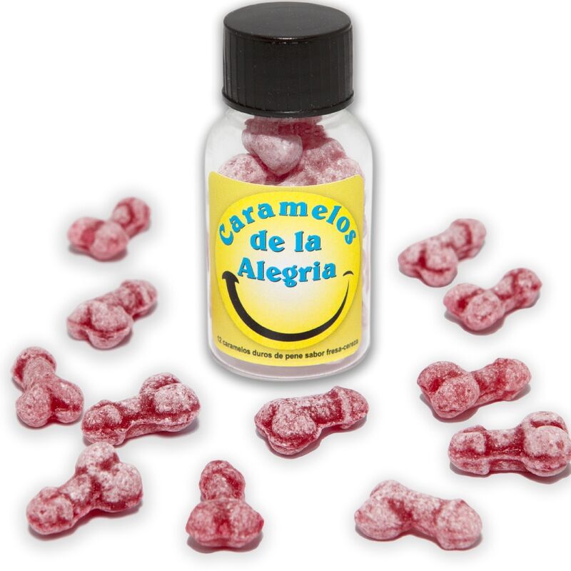 DIABLO PICANTE - 12 BONBONS JOIE EN FORME DE PÉNIS FRAISE/CERISE DIABLO PICANTE