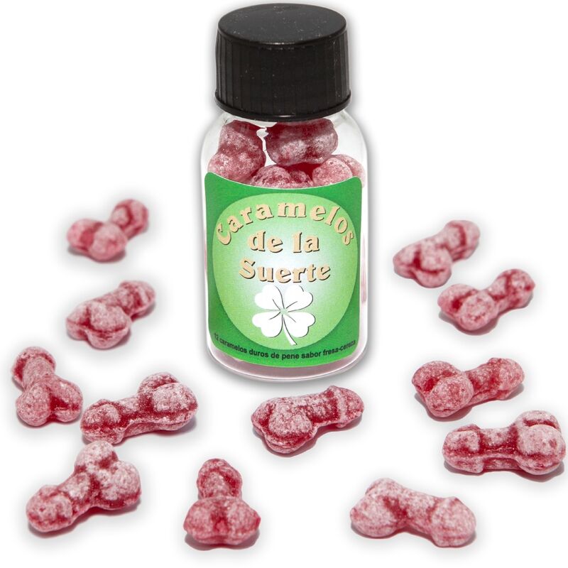 DIABLO PICANTE - 12 BONBONS PORTE-BONHEUR EN FORME DE PÉNIS FRAISE/CERISE DIABLO PICANTE
