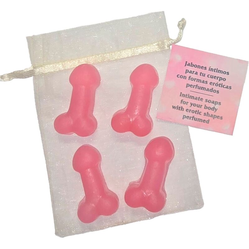 DIABLO PICANTE - 4 MINI SAVONS PARFUMÉS EN FORME DE PÉNIS ROSE DIABLO PICANTE