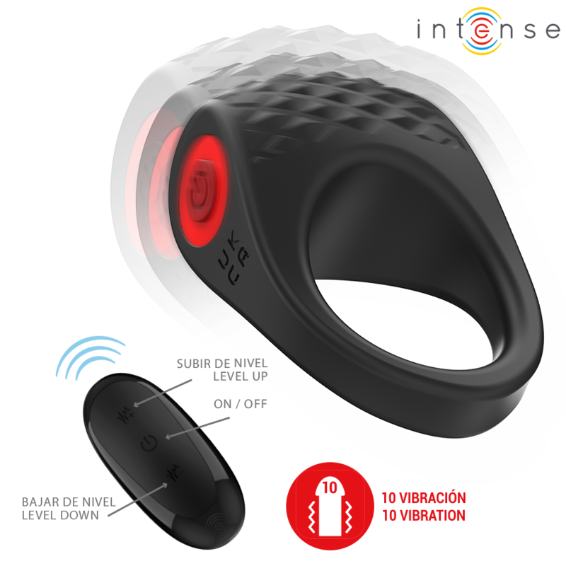 INTENSE - CLOVER VIBRATEUR ANNEAU PÉNIS 10 VIBRATIONS NOIR INTENSE COUPLES TOYS