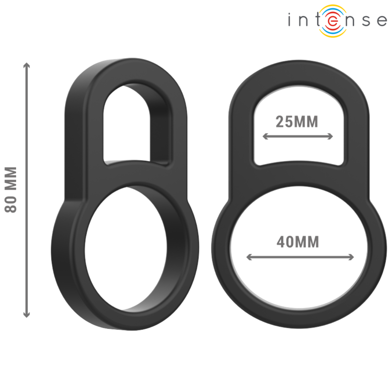 INTENSE - BOBBY DOUBLE ANNEAU PÉNIS EN SILICONE NOIR INTENSE COUPLES TOYS