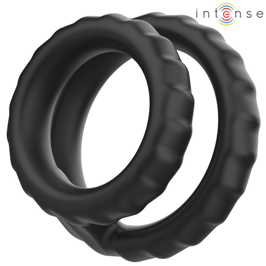 INTENSE - DEWEY ANNEAU PÉNIS DOUBLE SILICONE NOIR MODÈLE 2 INTENSE COUPLES TOYS