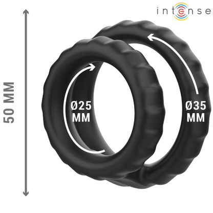 INTENSE - DEWEY ANNEAU PÉNIS DOUBLE SILICONE NOIR MODÈLE 2 INTENSE COUPLES TOYS