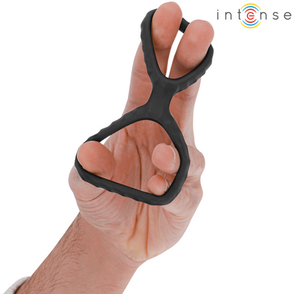 INTENSE - DEWEY ANNEAU PÉNIS DOUBLE SILICONE NOIR MODÈLE 2 INTENSE COUPLES TOYS