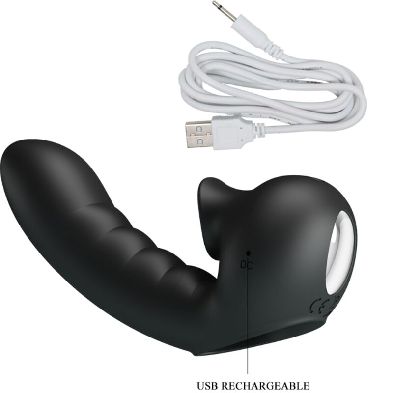 PRETTY LOVE - HOBGOBLIN BOÎTE À DOIGTS VIBRANTS 12 VIBRATIONS + STIMULATEUR DE CLITORIS NOIR PRETTY LOVE