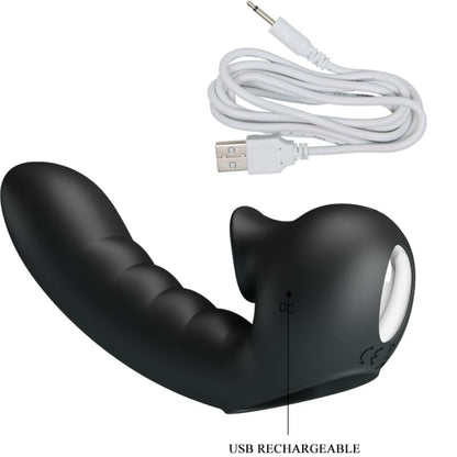 PRETTY LOVE - HOBGOBLIN BOÎTE À DOIGTS VIBRANTS 12 VIBRATIONS + STIMULATEUR DE CLITORIS NOIR PRETTY LOVE