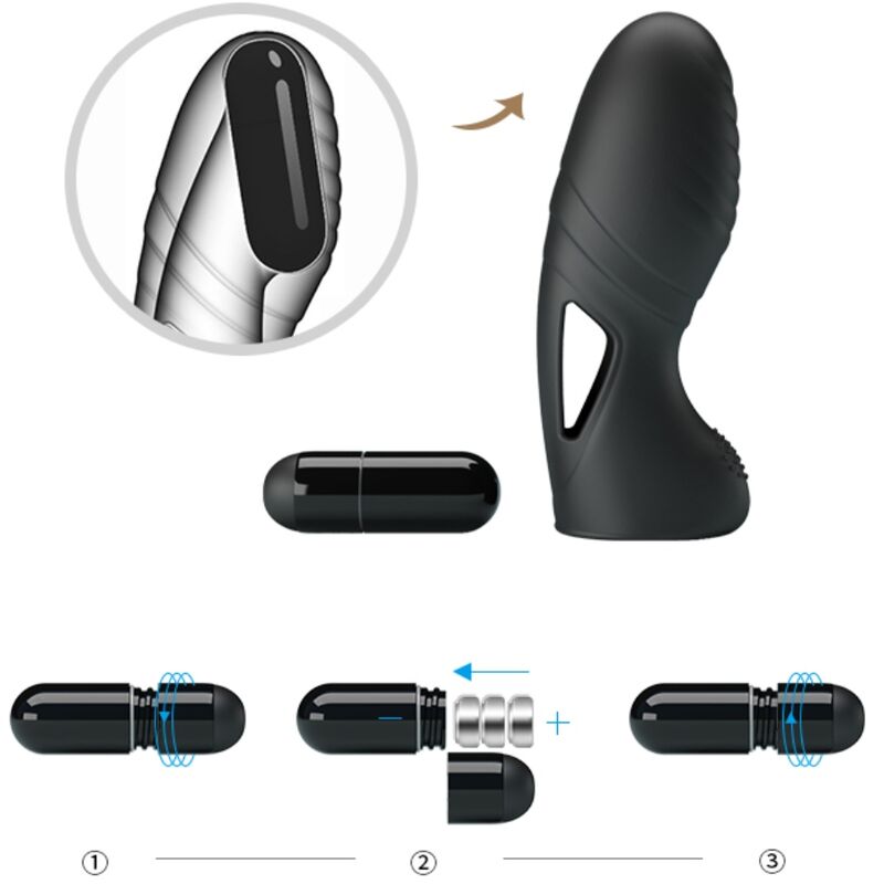 PRETTY LOVE - ALAN VIBRATEUR DE DOIGTS EN SILICONE NOIR PRETTY LOVE