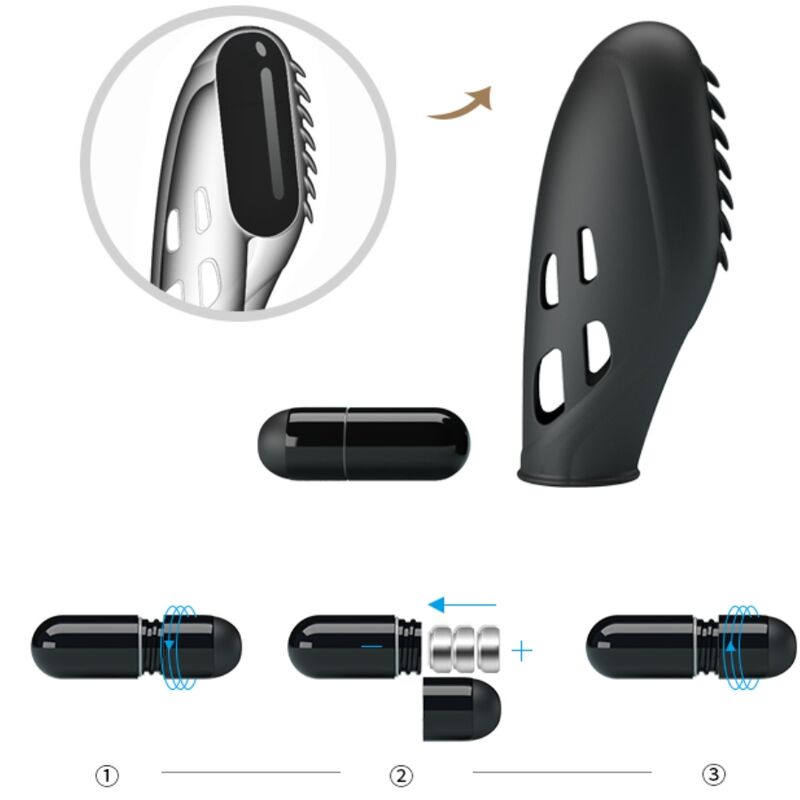 PRETTY LOVE - VIBRATEUR DOIGT EN SILICONE GILO NOIR PRETTY LOVE