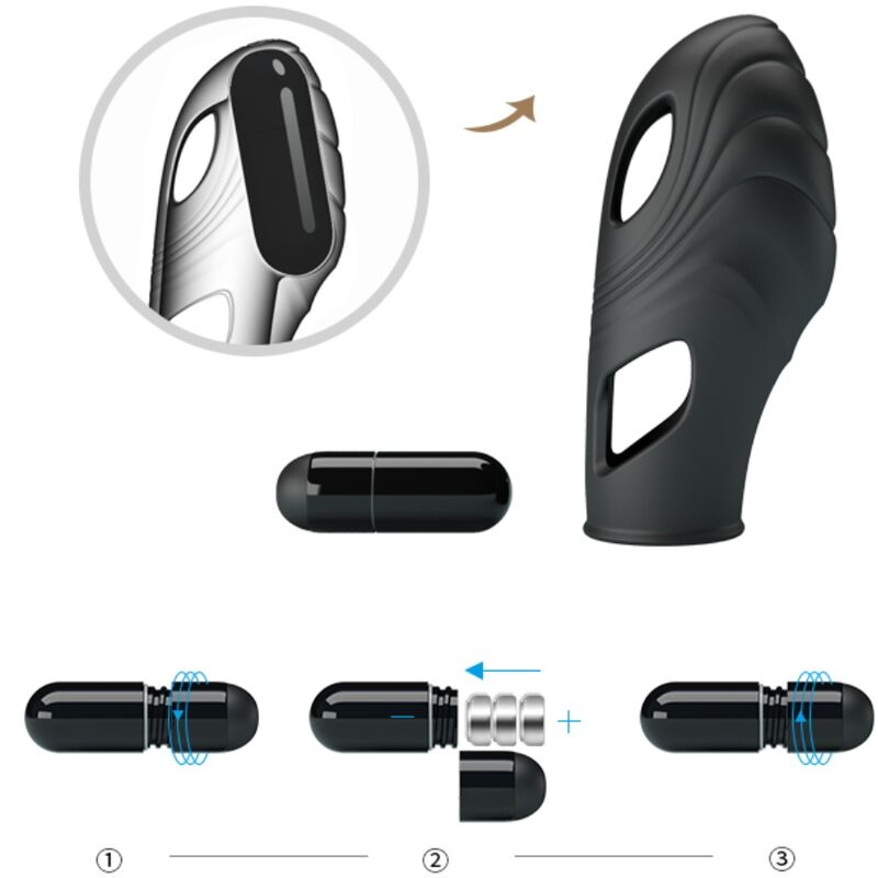 PRETTY LOVE - VIBRATEUR DE DOIGT EN SILICONE LICH NOIR PRETTY LOVE