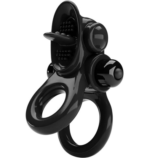 PRETTY LOVE - PASSIONATE RING DOUBLE ANNEAU VIBRANT + STIMULATEUR DE CLITORIS NOIR PRETTY LOVE