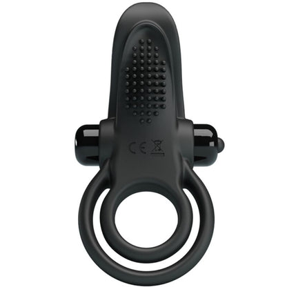 PRETTY LOVE - DOUBLE ANNEAU VIBRANT + STIMULATEUR DE CLITORIS 10 VIBRATIONS NOIR PRETTY LOVE