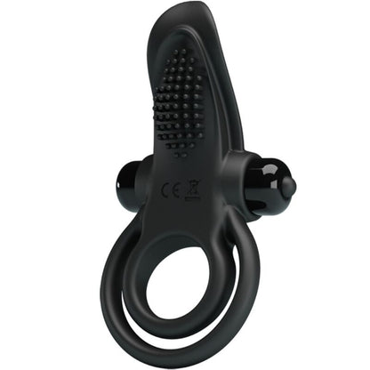 PRETTY LOVE - DOUBLE ANNEAU VIBRANT + STIMULATEUR DE CLITORIS 10 VIBRATIONS NOIR PRETTY LOVE