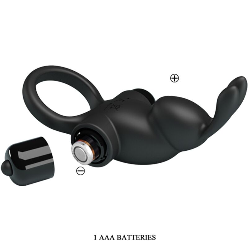 PRETTY LOVE - ANNEAU VIBRANT + STIMULATEUR DE CLITORIS RABBIT 10 VIBRATIONS NOIR PRETTY LOVE PARTY UP