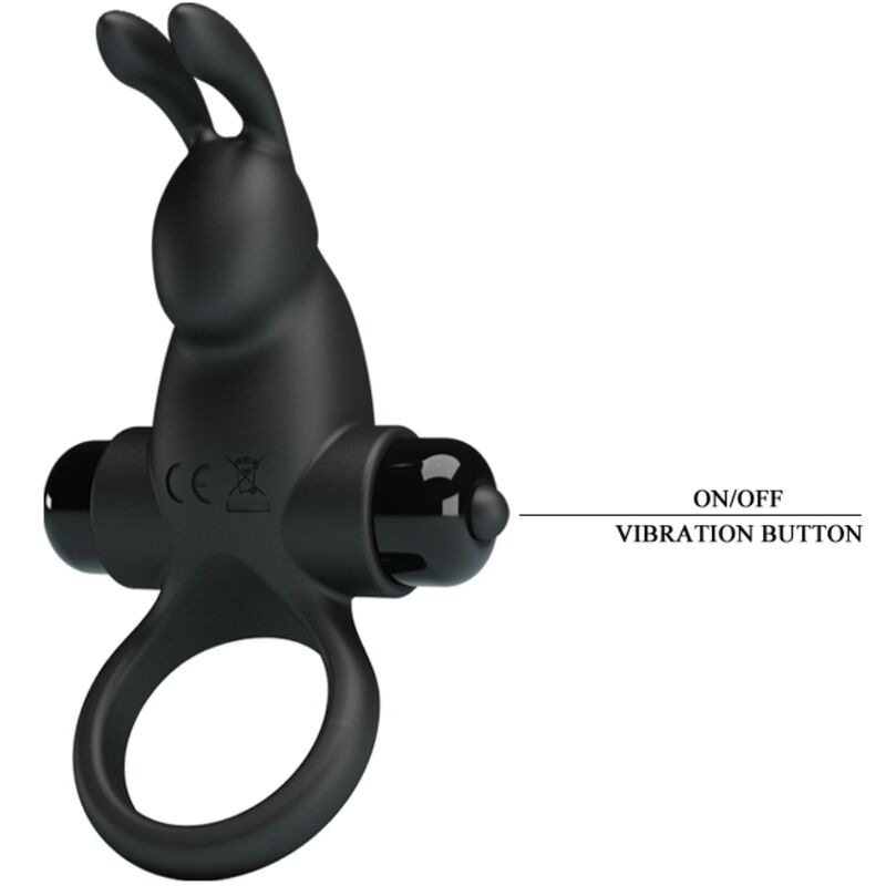 PRETTY LOVE - ANNEAU VIBRANT + STIMULATEUR DE CLITORIS RABBIT 10 VIBRATIONS NOIR PRETTY LOVE PARTY UP