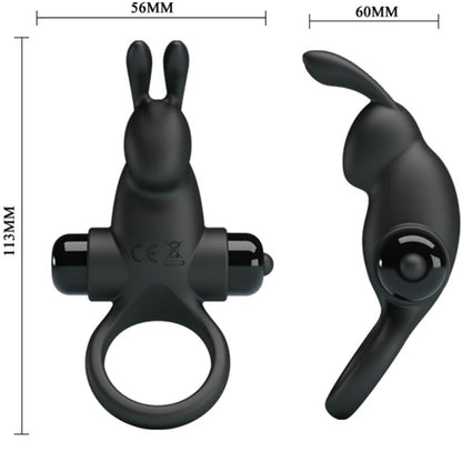 PRETTY LOVE - ANNEAU VIBRANT + STIMULATEUR DE CLITORIS RABBIT 10 VIBRATIONS NOIR PRETTY LOVE PARTY UP