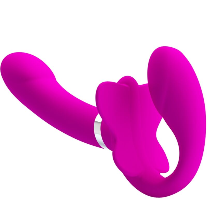PRETTY LOVE - VIBRATEUR DOUBLE STRAP-ON VALERIE 12 VIBRATIONS VIOLET PRETTY LOVE