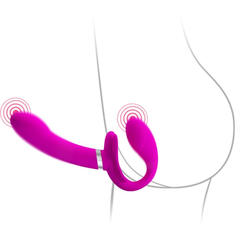 PRETTY LOVE - VIBRATEUR DOUBLE STRAP-ON VALERIE 12 VIBRATIONS VIOLET PRETTY LOVE