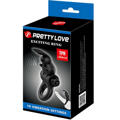 PRETTY LOVE - ANNEAU VIBRATEUR EXCITANT RABBIT 10 VIBRATIONS NOIR PRETTY LOVE PARTY UP