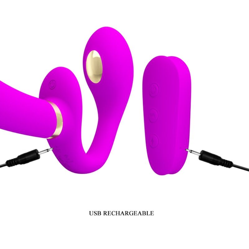 PRETTY LOVE - THUNDERBIRD DOUBLE VIBRATEUR STRAP-ON TÉLÉCOMMANDE VIOLET PRETTY LOVE