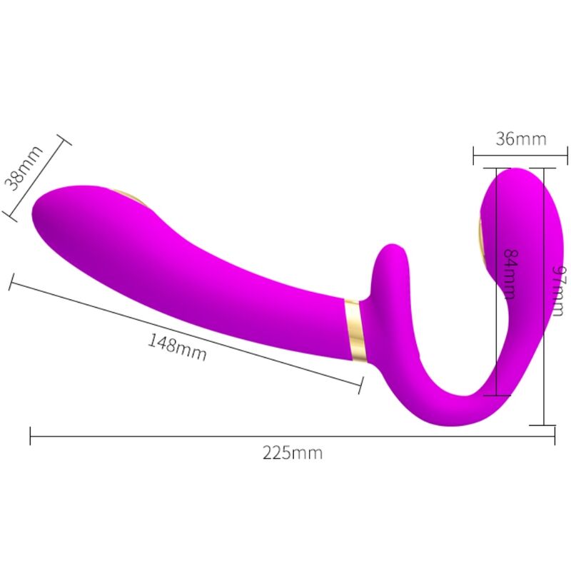PRETTY LOVE - THUNDERBIRD DOUBLE VIBRATEUR STRAP-ON TÉLÉCOMMANDE VIOLET PRETTY LOVE