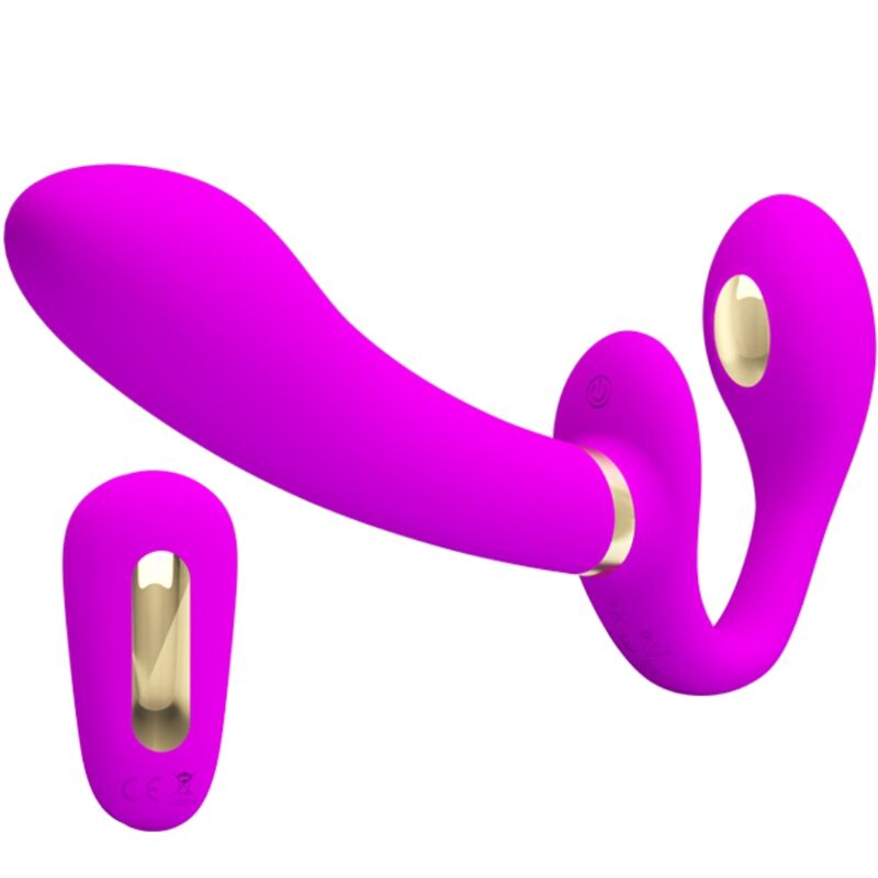 PRETTY LOVE - THUNDERBIRD DOUBLE VIBRATEUR STRAP-ON TÉLÉCOMMANDE VIOLET PRETTY LOVE